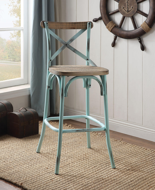 Zaire Antique Sky & Antique Oak Bar Chair (1Pc) - Furniture World