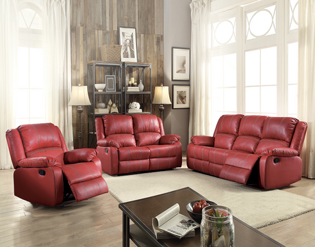 Zuriel Red PU Sofa (Motion) - Furniture World