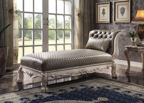 Dresden Vintage Bone White & PU Chaise w/1 Pillow - Furniture World