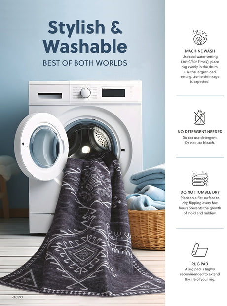 Bunchly 7'10" x 10'3" Washable Rug - Furniture World