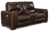 Alessandro Power Reclining Loveseat with Console - Furniture World