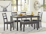Bridson Dining Table and Chairs with Bench (Set of 6) - Furniture World