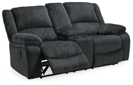 Draycoll Reclining Loveseat with Console - Furniture World