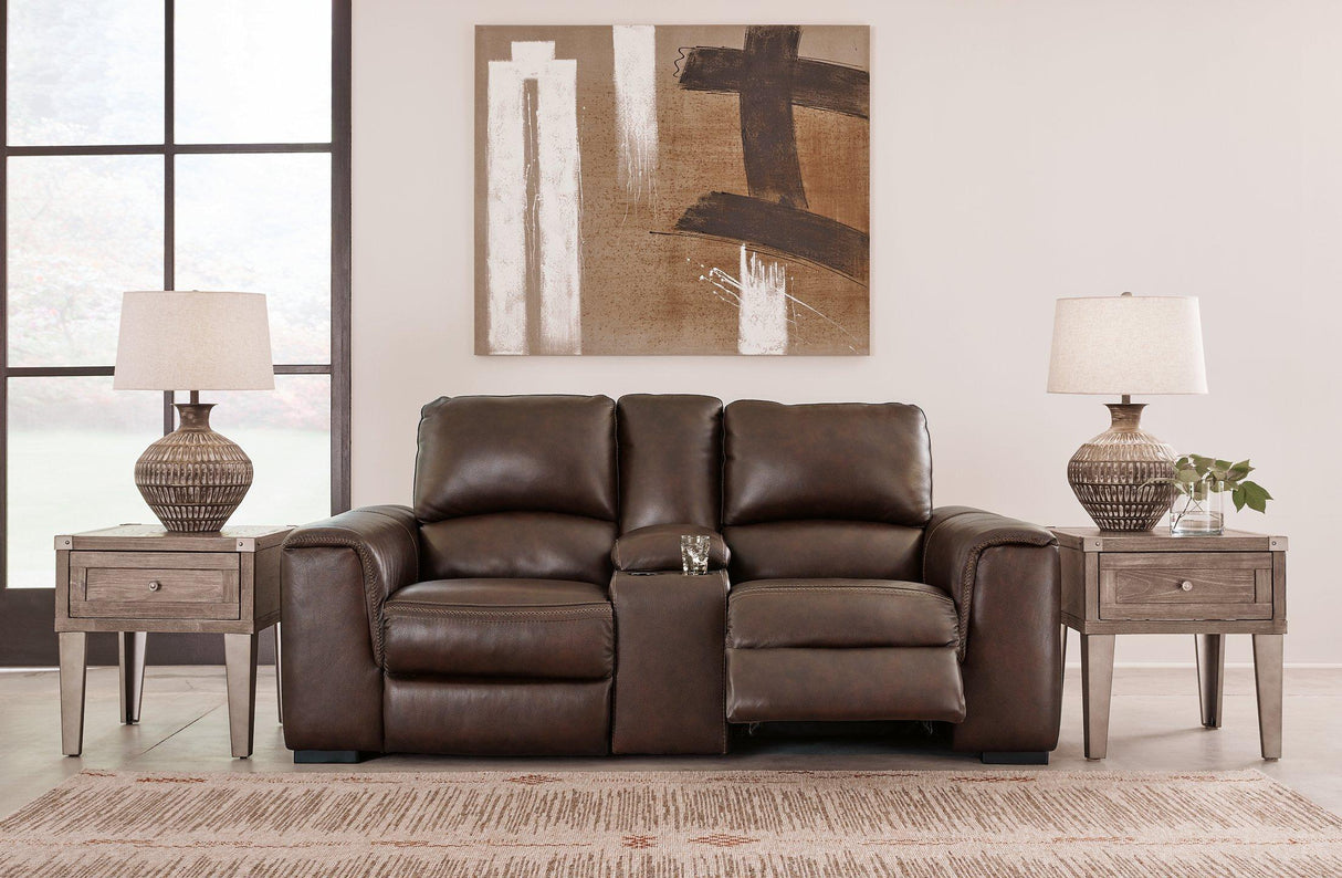Alessandro Power Reclining Loveseat with Console - Furniture World