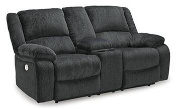 Draycoll Power Reclining Loveseat with Console - Furniture World
