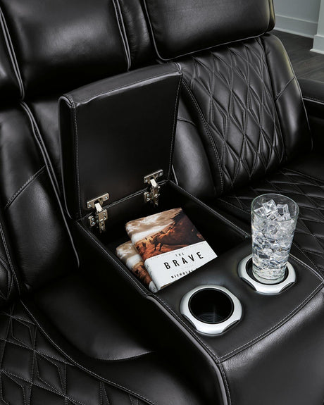 Boyington Power Reclining Loveseat with Console - Furniture World