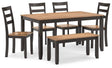 Gesthaven Dining Table with 4 Chairs and Bench (Set of 6) - Furniture World