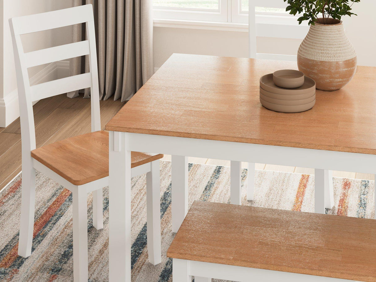 Gesthaven Dining Table with 4 Chairs and Bench (Set of 6) - Furniture World