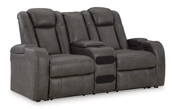 Fyne-Dyme Power Reclining Loveseat with Console - Furniture World