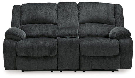Draycoll Reclining Loveseat with Console - Furniture World