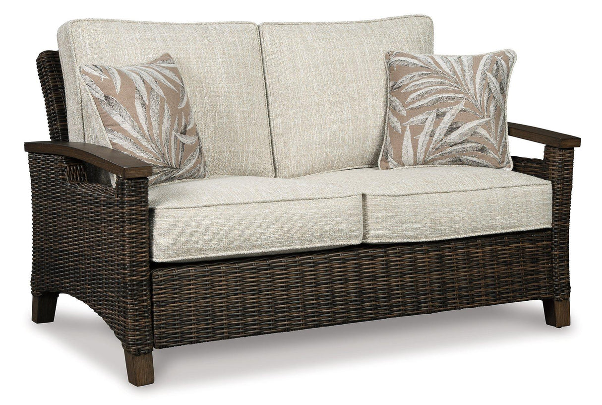 Paradise Trail Outdoor Loveseat, Lounge Chairs and Fire Pit Table - Furniture World