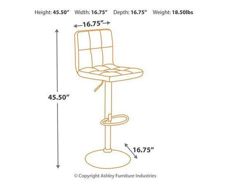 Bellatier Adjustable Height Bar Stool - Furniture World