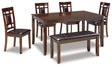 Bennox Dining Table and Chairs with Bench (Set of 6) - Furniture World