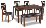 Bennox Dining Table and Chairs with Bench (Set of 6) - Furniture World