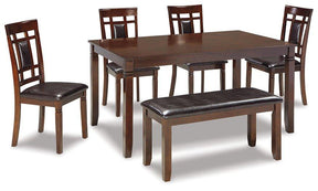 Bennox Dining Table and Chairs with Bench (Set of 6) - Furniture World