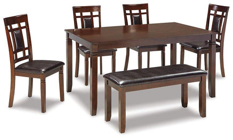 Bennox Dining Table and Chairs with Bench (Set of 6) - Furniture World