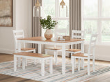 Gesthaven Dining Table with 4 Chairs and Bench (Set of 6) - Furniture World