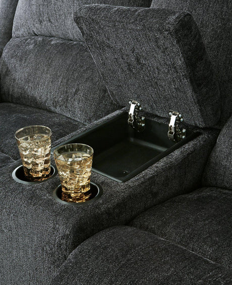 Draycoll Reclining Loveseat with Console - Furniture World