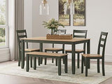 Gesthaven Dining Table with 4 Chairs and Bench (Set of 6) - Furniture World