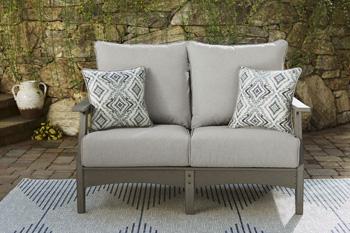 Visola Outdoor Loveseat, Lounge Chairs, Coffee Table - Furniture World