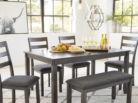 Bridson Dining Table and Chairs with Bench (Set of 6) - Furniture World