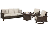 Paradise Trail Outdoor Sofa, Lounge Chairs and Fire Pit Table - Furniture World