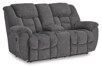 Foreside Reclining Loveseat with Console - Furniture World