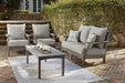 Visola Outdoor Loveseat, Lounge Chairs, Coffee Table - Furniture World