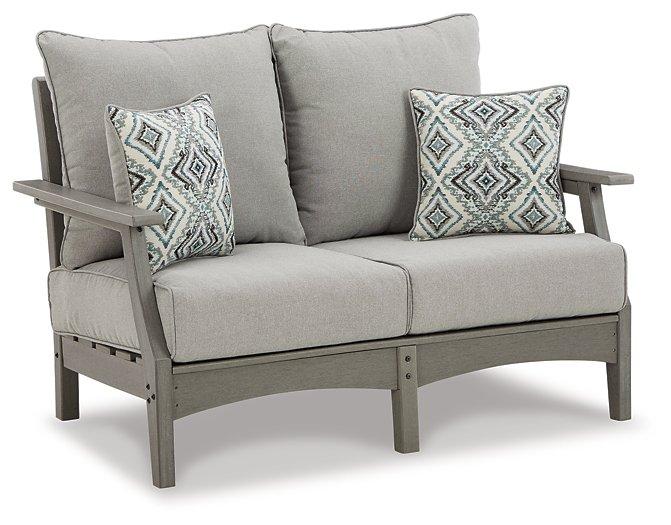 Visola Outdoor Loveseat, Lounge Chairs, Coffee Table - Furniture World