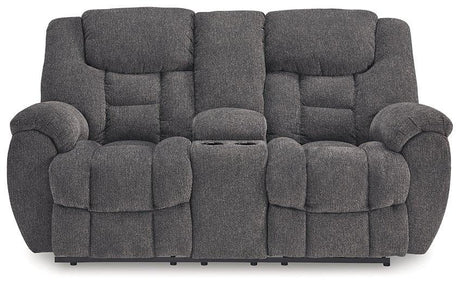 Foreside Reclining Loveseat with Console - Furniture World
