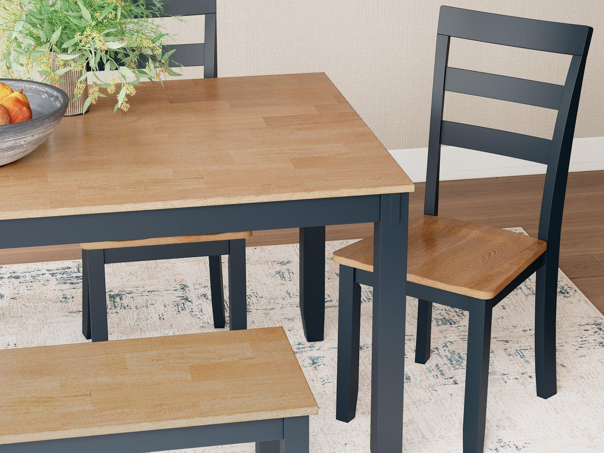 Gesthaven Dining Table with 4 Chairs and Bench (Set of 6) - Furniture World