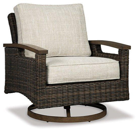 Paradise Trail Paradise Trail Fire Pit Table with 4 Nuvella Swivel Lounge Chairs - Furniture World