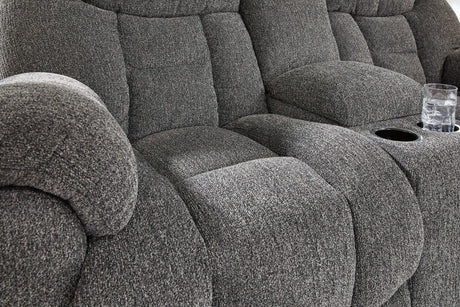 Foreside Reclining Loveseat with Console - Furniture World
