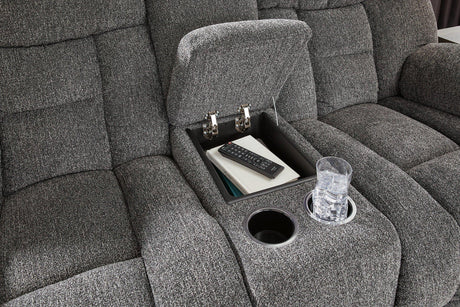 Foreside Reclining Loveseat with Console - Furniture World