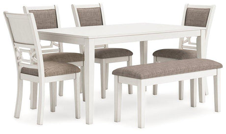 Erinberg Dining Table and 4 Chairs and Bench (Set of 6) - Furniture World