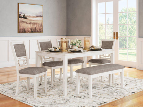 Erinberg Dining Table and 4 Chairs and Bench (Set of 6) - Furniture World