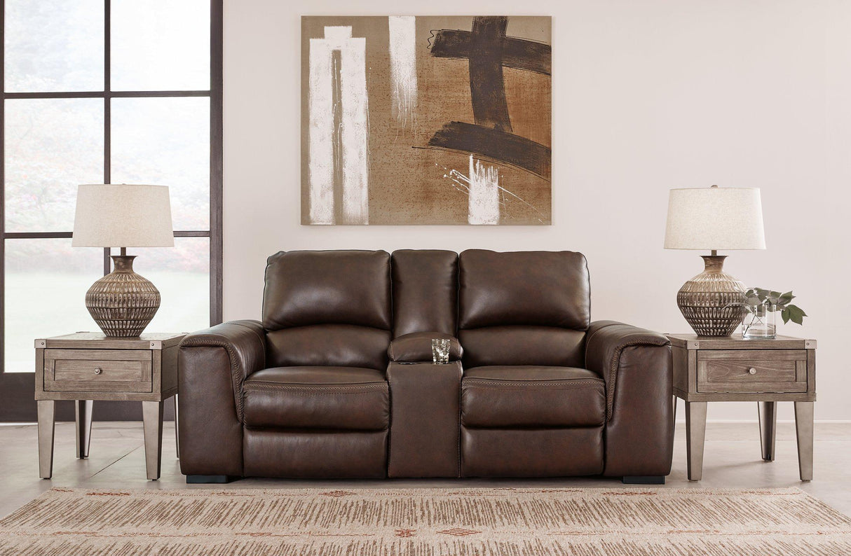 Alessandro Power Reclining Loveseat with Console - Furniture World