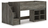 Frandern Loft Bed with Bookcase Storage - Furniture World