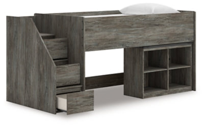 Frandern Loft Bed with Bookcase Storage - Furniture World