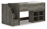Frandern Loft Bed with Bookcase Storage - Furniture World