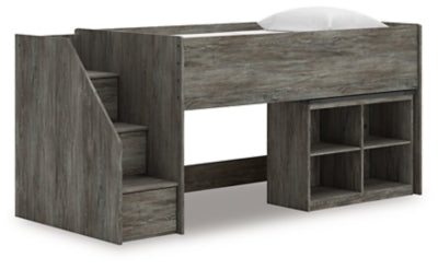 Frandern Loft Bed with Bookcase Storage - Furniture World
