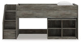 Frandern Loft Bed with Bookcase Storage - Furniture World
