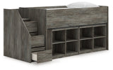 Frandern Loft Bed with Bookcase Storage - Furniture World