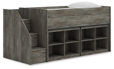 Frandern Loft Bed with Bookcase Storage - Furniture World