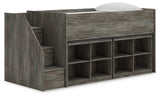Frandern Loft Bed with Bookcase Storage - Furniture World