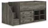 Frandern Loft Bed with Bookcase and Drawer Storage - Furniture World