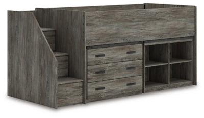 Frandern Loft Bed with Bookcase and Drawer Storage - Furniture World