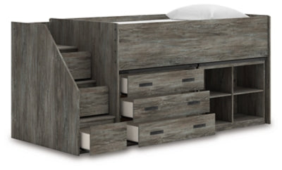 Frandern Loft Bed with Bookcase and Drawer Storage - Furniture World