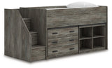 Frandern Loft Bed with Bookcase and Drawer Storage - Furniture World