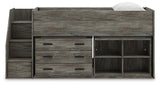 Frandern Loft Bed with Bookcase and Drawer Storage - Furniture World
